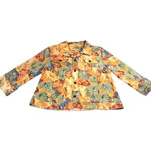 Christopher & Banks Womens L Jacket Multicolor Floral Lightweight Cottage Spring
